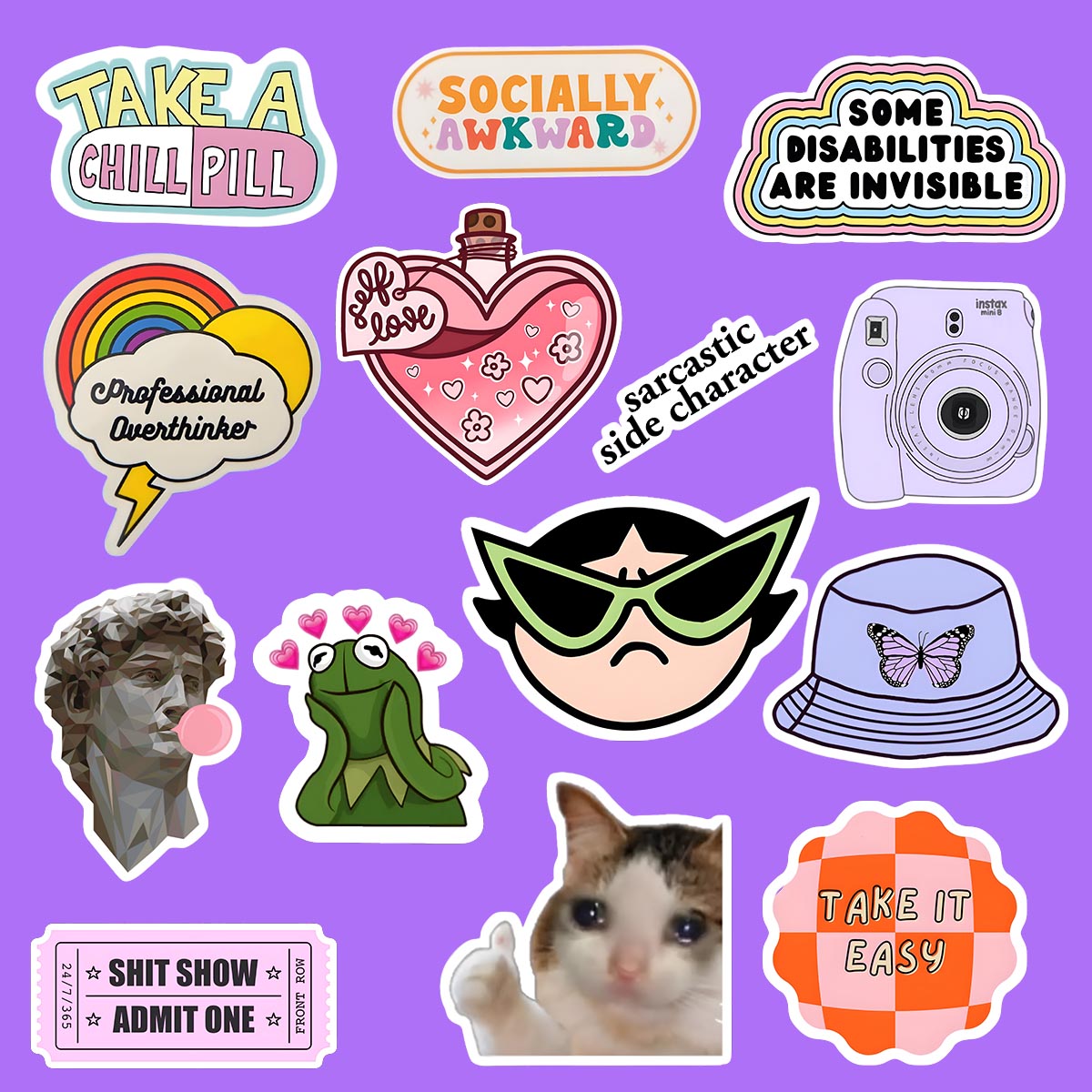 Introvert Aesthetic Sticker Pack of 15