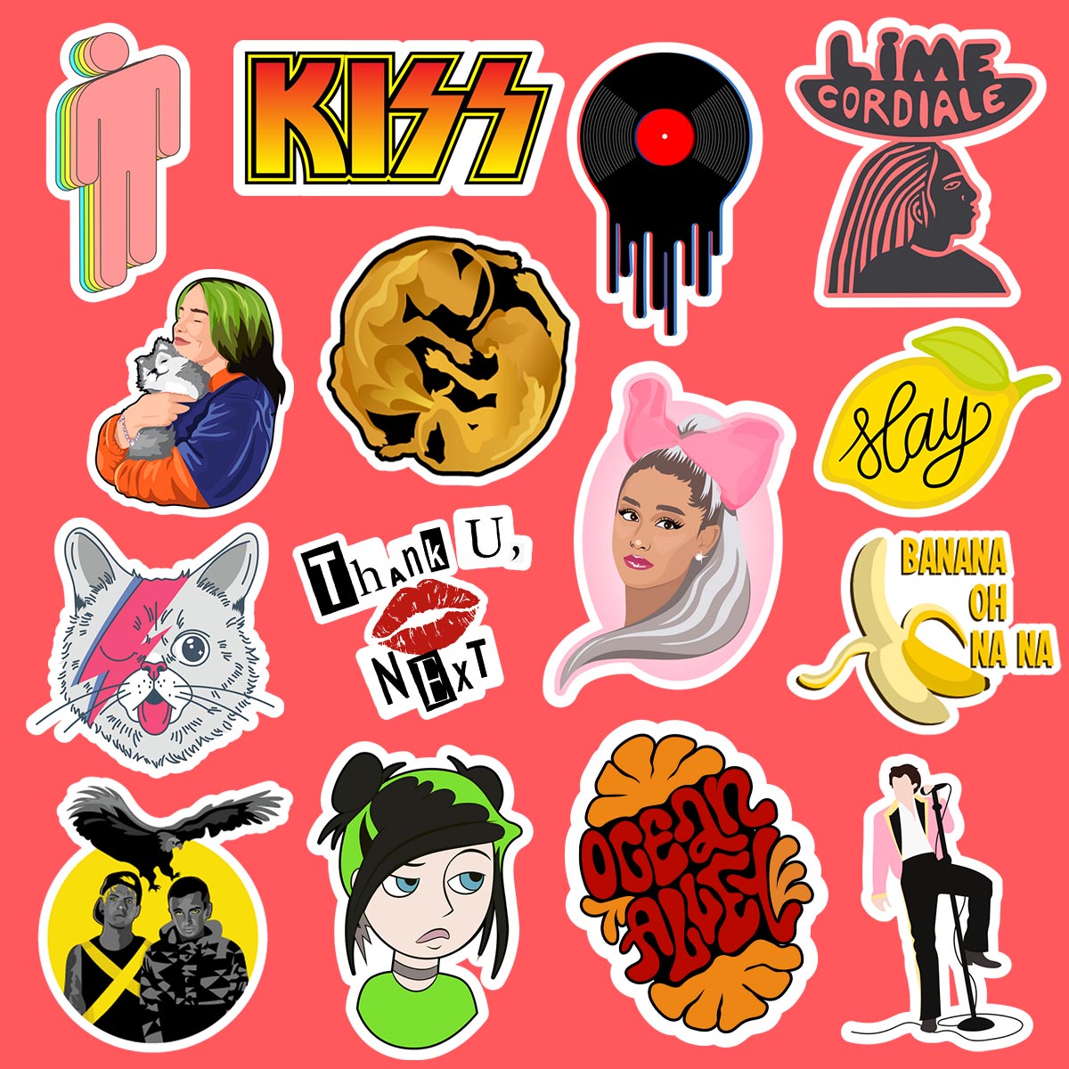 Aesthetic Pop Music Sticker Pack Of 15 - Set 2
