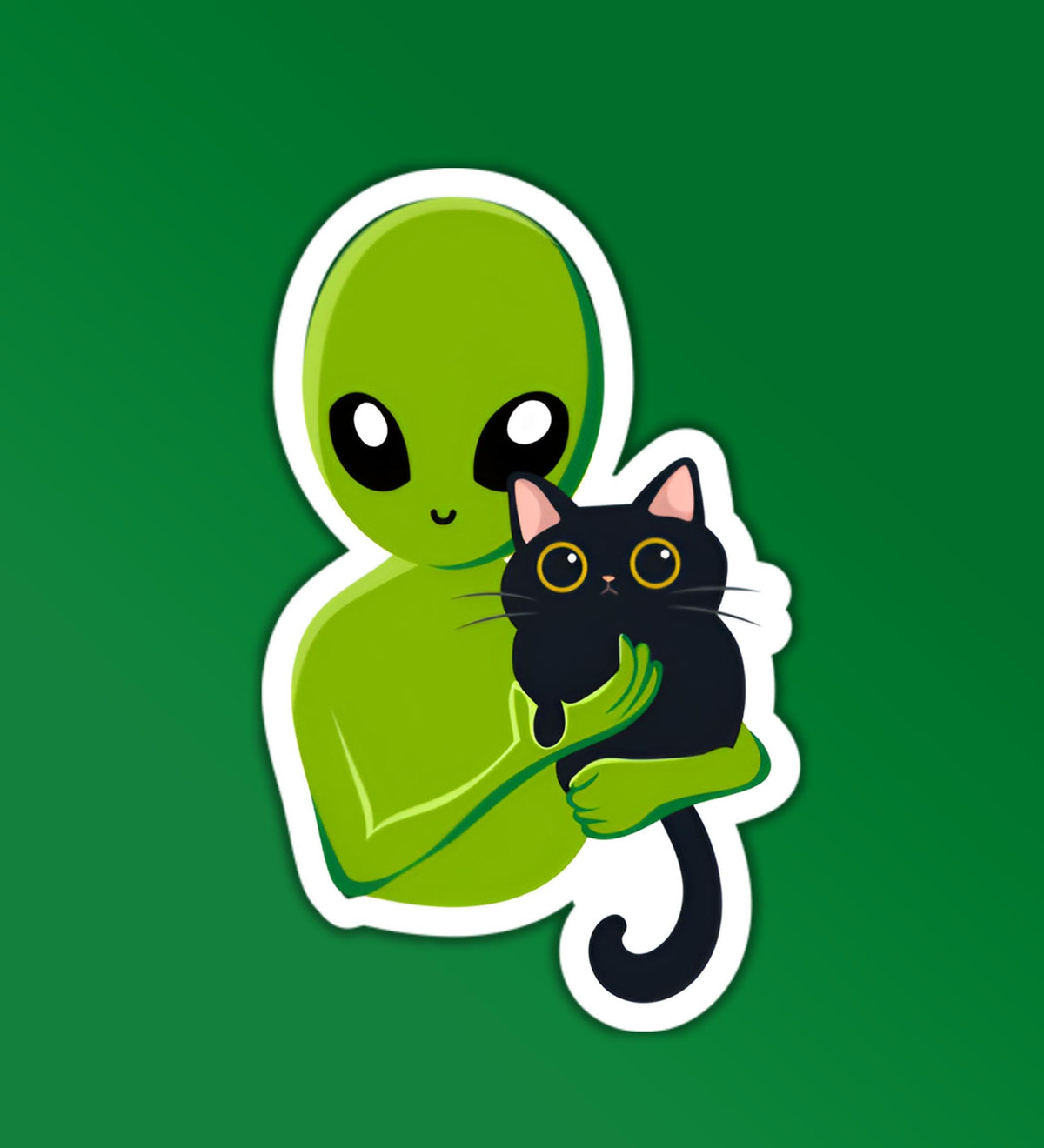 Cute Alien With A Cat