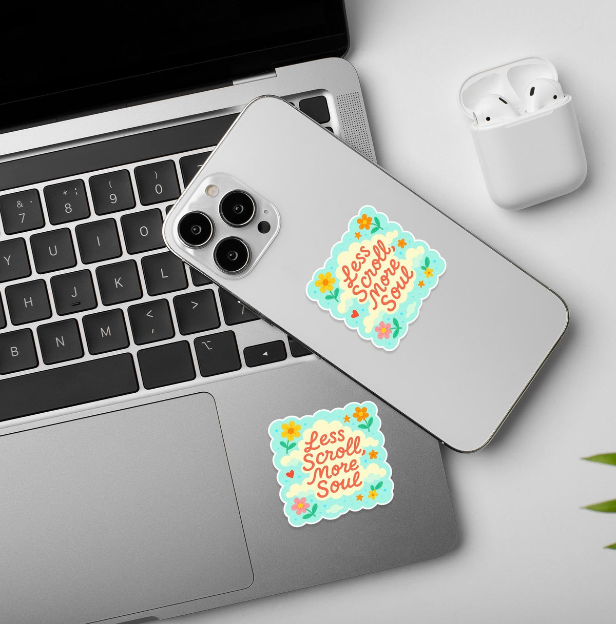 Less Scroll More Soul Sticker