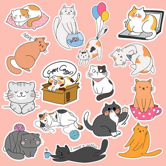 Cute Cats Sticker Pack Of 15