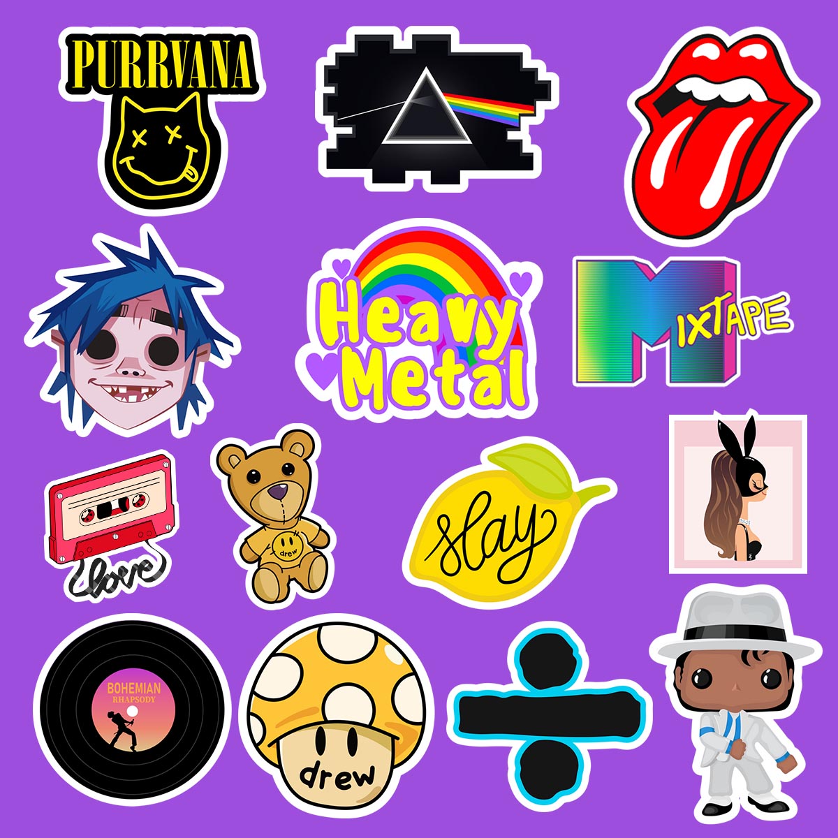 Aesthetic Pop Music Sticker Pack Of 15 - Set 1