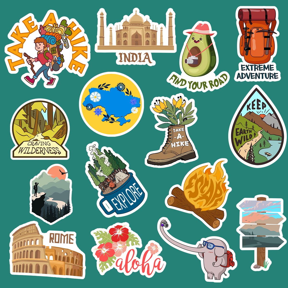 The Travel Aesthetic Sticker Pack Of 15